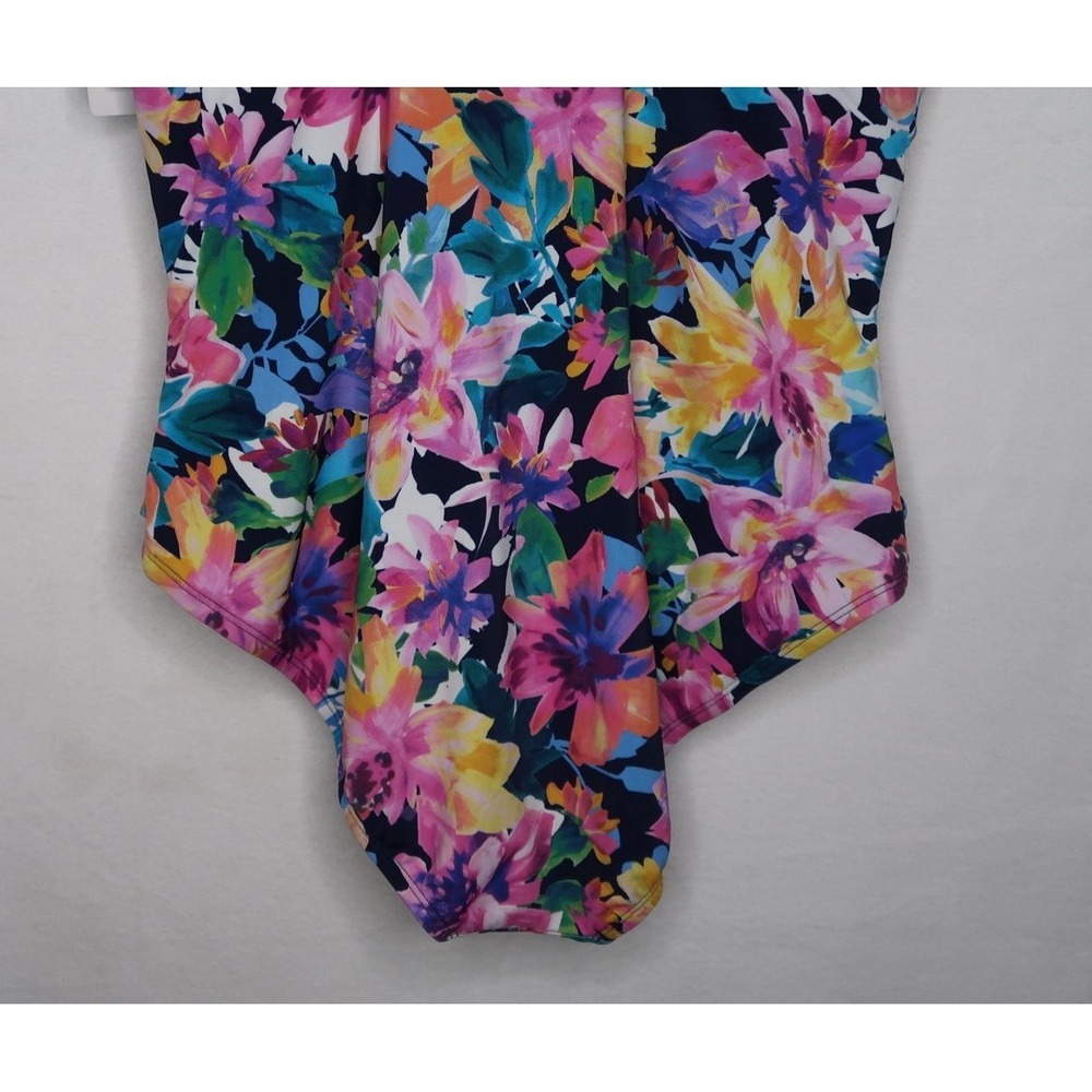 Swim Solutions Garden Dreams One Piece Swimsuit Flutter Sleeve Floral 18 NWT - Picture 6 of 11